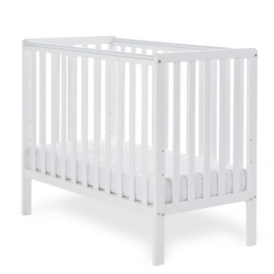 Obaby Bantam Space Saver Cot + Fibre Mattress, White