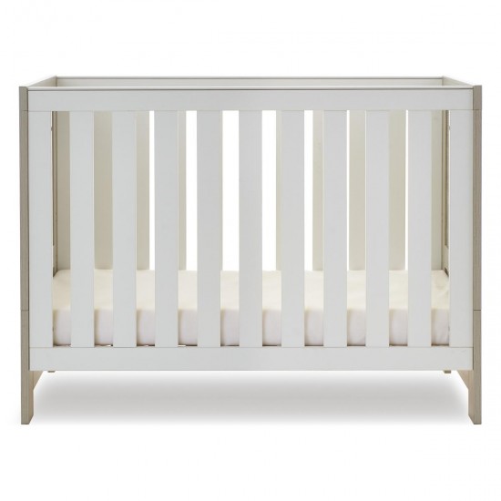 Obaby Nika Mini Cot Bed 2 Piece Room Set, Grey Wash & White