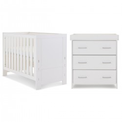 Obaby Nika Mini Cot Bed 2 Piece Room Set, White Wash