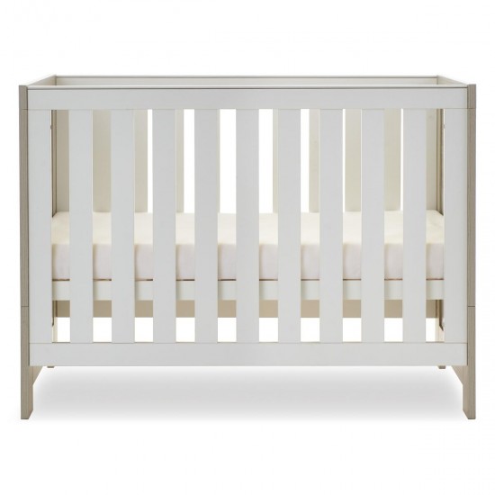 Obaby Nika Mini Cot Bed 3 Piece Room Set, Grey Wash & White