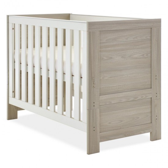 Obaby Nika Mini Cot Bed + Under Drawer, Grey Wash & White