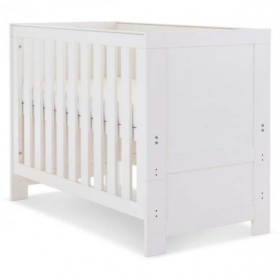 Obaby Nika Mini Cot Bed, White Wash