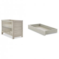 Obaby Nika Mini Cot Bed + Under Drawer, Grey Wash