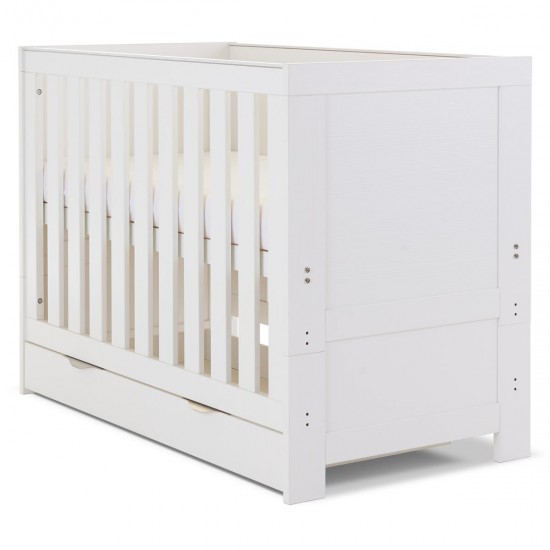 Obaby Nika Mini Cot Bed + Under Drawer, White Wash