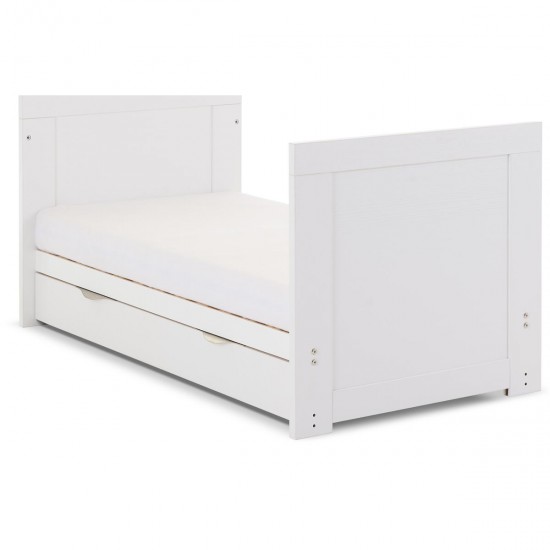 Obaby Nika Mini Cot Bed 3 Piece Room Set + Under Drawer, White Wash