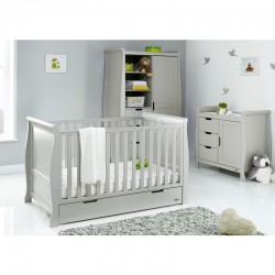 Obaby Stamford Classic Sleigh 3 Piece Room Set, Warm Grey