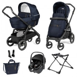 Peg Perego Book 51 Elite Maxi Cosi Pebble 360 Travel System, Rock Navy Special Edition + Bassinet Stand - Refurbished Ex-Display