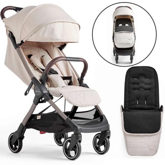 Silver Cross Clic Stroller + Footmuff, Almond