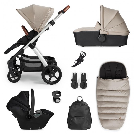 Silver Cross Tide 3 in 1 Travel System Bundle + Accessories, Stone