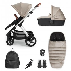 Silver Cross Tide 2 in 1 Pram Bundle + Accessory Box, Stone