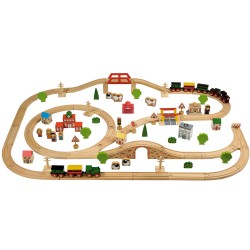 Tidlo 100 Piece Wooden Train Set