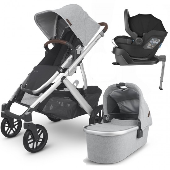 Uppababy VISTA V2 Pram + Mesa + Base i-Size Travel System, Stella Grey Brushed Melange