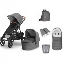 Uppababy VISTA V3 Pushchair & Pram + 4 Piece Accessory Bundle, Greyson