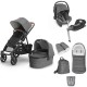 Uppababy VISTA V3 + Mesa + Base Travel System Bundle + 4 Piece Accessory Pack, Greyson