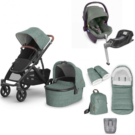 Uppababy VISTA V3 + Mesa + Base Travel System Bundle + 4 Piece Accessory Pack, Gwen