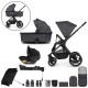 Venicci Tinum Edge 3 in 1 + Base Complete Travel System Bundle + Parasol & Height Adjuster, Charcoal