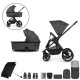 Venicci Tinum Edge 2 in 1 Pram Bundle + Parasol & Height Adjuster, Charcoal