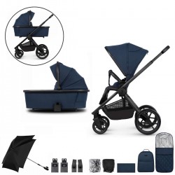 Venicci Tinum Edge 2 in 1 Pram Bundle + Parasol & Height Adjuster, Ocean