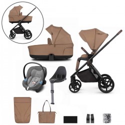 Venicci Claro 3 in 1 + Base Complete Cybex Aton M i-Size Travel System Bundle, Caramel