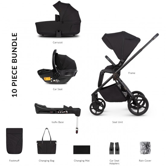 Venicci Claro 3 in 1 + Base Complete Travel System Bundle, Noir