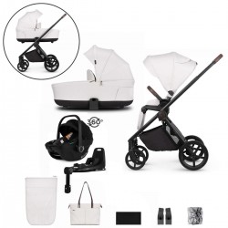 Venicci Claro 3 in 1 with Tiago 360 Car Seat + Base Complete Travel System Bundle, Vanilla