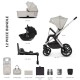 Venicci Upline 3 in 1 with Tiago 360 Car Seat + Base Complete Travel System Bundle + FREE Height Adjusters, Moonstone