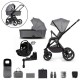 Venicci Upline 3 in 1 with Tiago 360 Car Seat + Base Complete Travel System Bundle + FREE Height Adjusters, Slate Grey