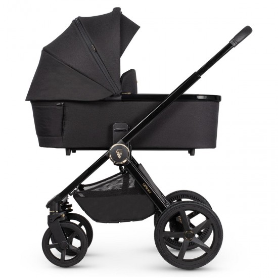 Venicci Upline 2 - 2 in 1 Pram - 9 Piece Bundle, All Black