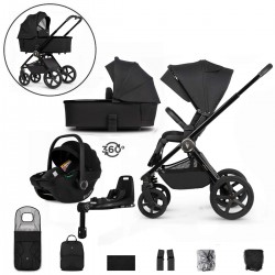 Venicci Upline 2 - 3 in 1 + Base Complete Travel System Bundle, All Black