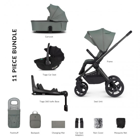 Venicci Upline 2 - 3 in 1 + Base Complete Travel System Bundle, Aloe