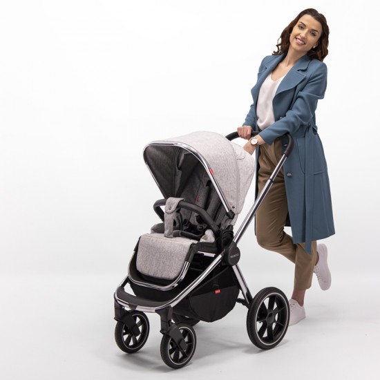 Venicci Tinum 3 in 1 Travel System Bundle, Light Grey