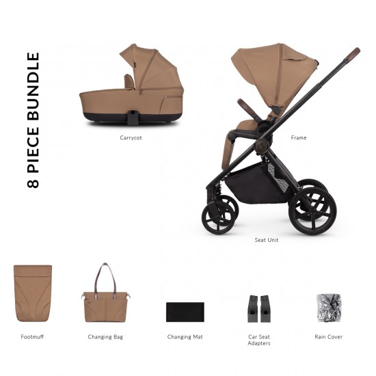 Venicci Claro 2 in 1 Pram Bundle, Caramel