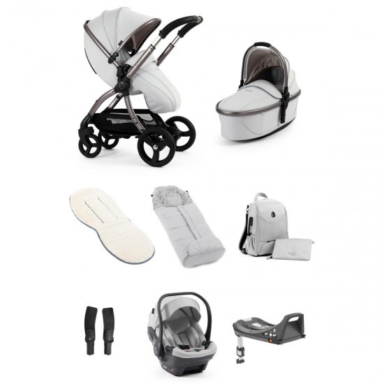 egg 3 Luxury Shell i-Size Travel System Bundle, Houndstooth Silver