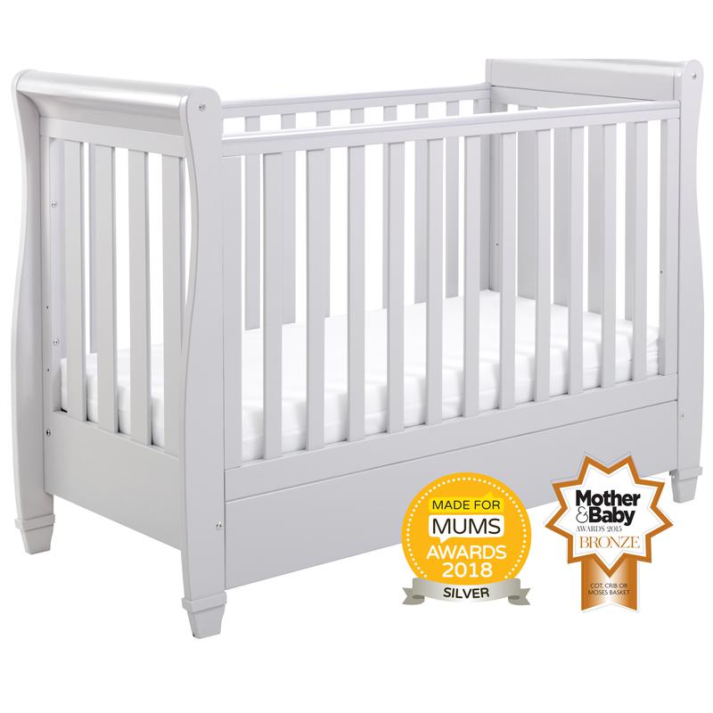 babymore eva sleigh cot bed grey