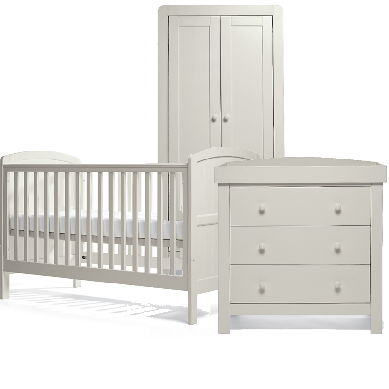 Mamas Papas Dover 3 Piece Cot Bed Furniture Set Grey