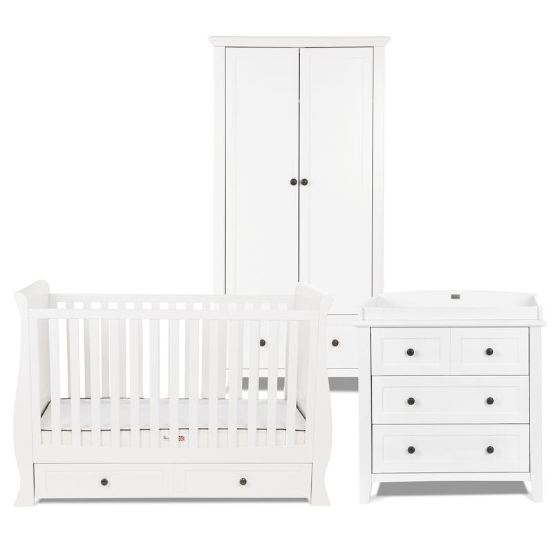 white sleigh nursery furniture set